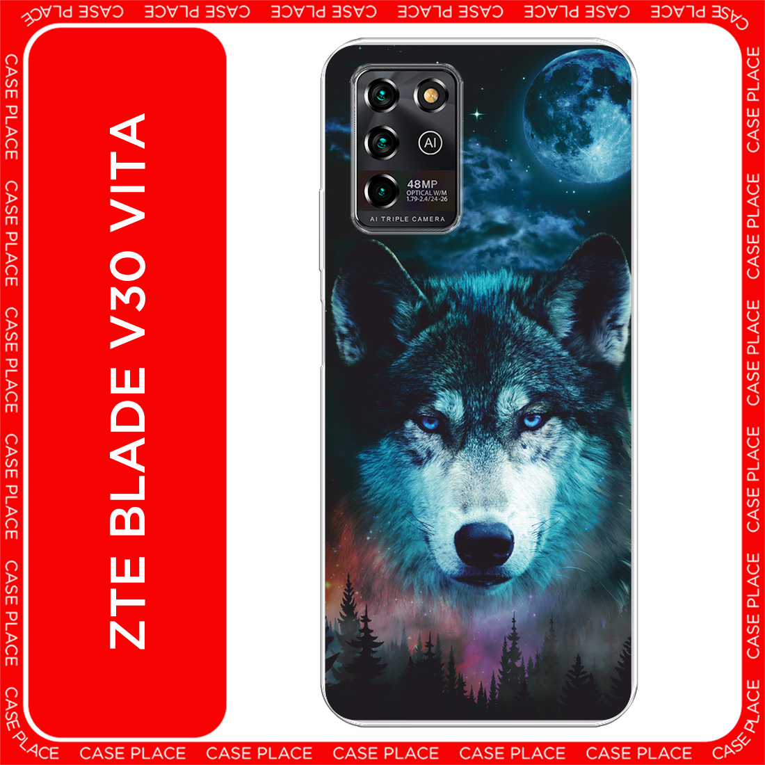 Чехол на ZTE Blade V30 Vita / ЗТЕ Блейд V30 Вита с принтом Лунный волк