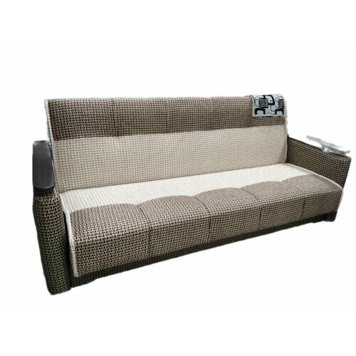 Диван-книжка прямой Лора, Коричнево-бежевый рогожка, без подушек, ЛДСП/ПБ, 210х90х90 (185х40х120)МЕБЕЛЬНЫЙ РАЙ