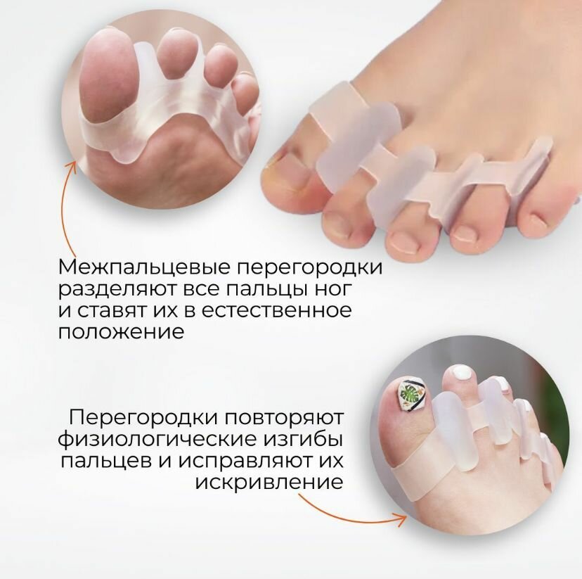 Изображение Силиконовый корректор пальцев ног, межпальцевый разделитель, перегородки ортопедические, мужской и женский