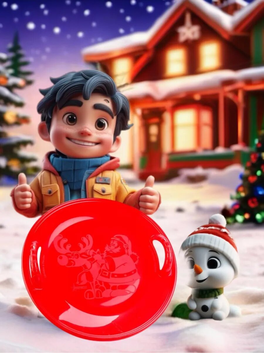 Набор ледянка для катания красная и снежколеп желтый для игр зимой — фото 1