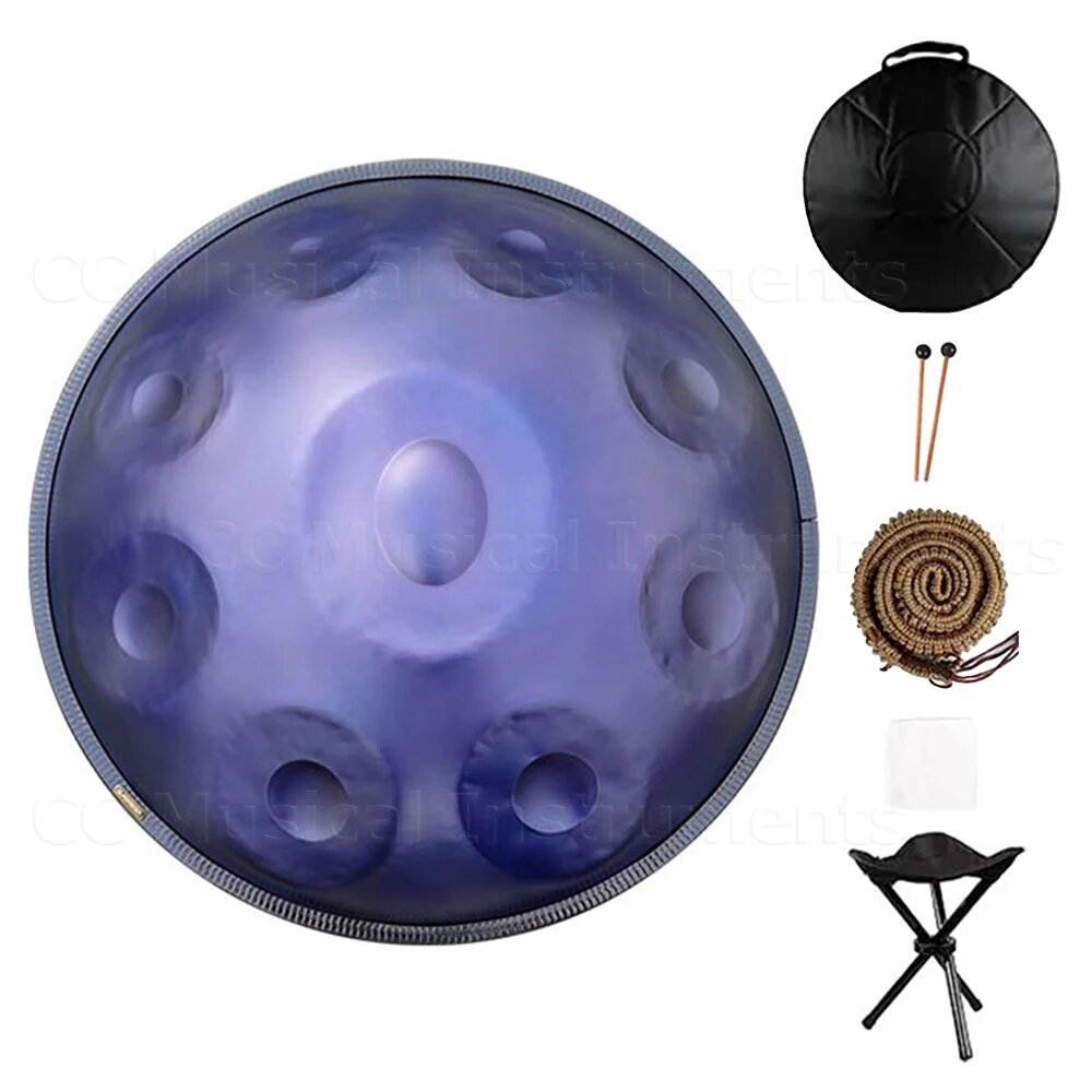 D Стальной барабан для языка Minor-Handpan, медитация для йоги, бамбуринный музыкальный барабан, музыкальные инструменты, ударный подарок, 9, 10, 12 тонов, Фиолетовый