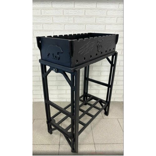 Мангал из чугуна 9мм. Толстостенный усиленный гриль с подставкой. Разборная жаровня