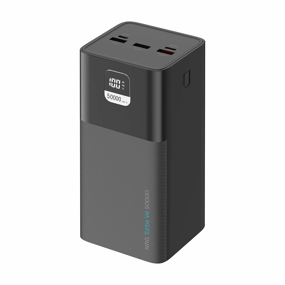 Внешний аккумулятор NRG Turbo V4 50000 мА-ч, дисплей, powerbank черный, Deppa, 33685