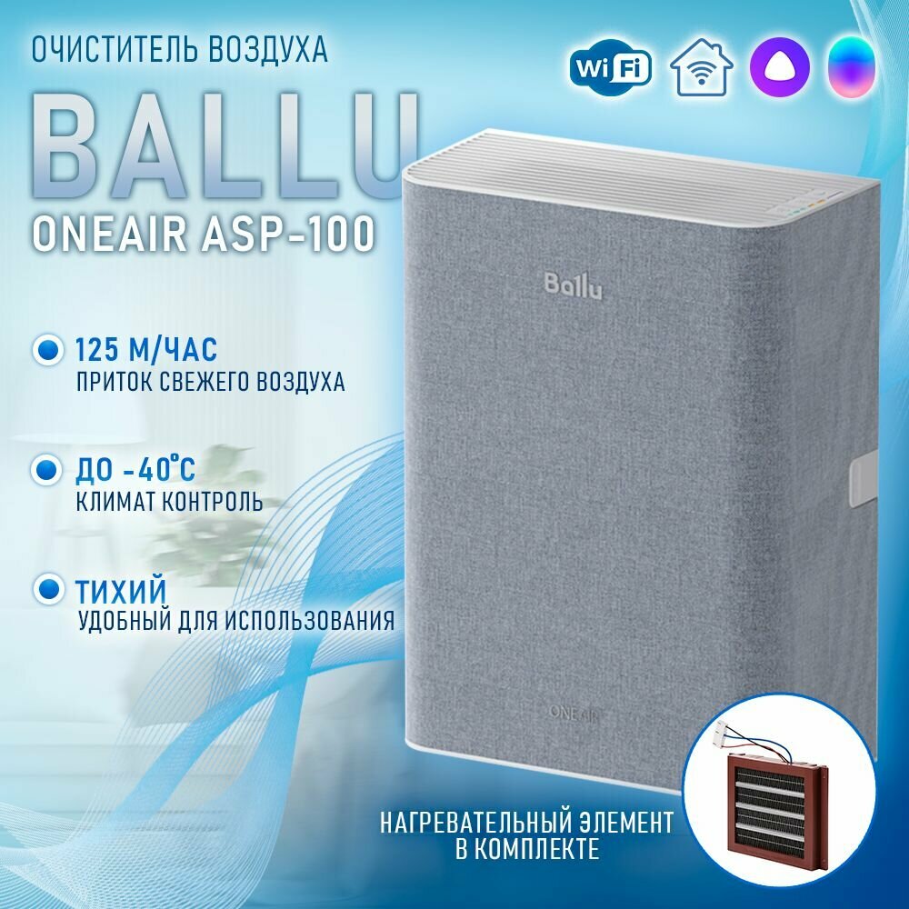 Очиститель воздуха приточный Ballu ONEAIR ASP-100 серый