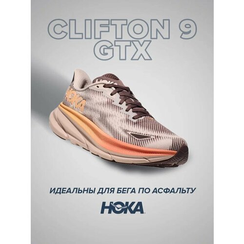 фото Кроссовки hoka one one clifton 9 gtx, полнота b, размер 41 ru, розовый/коричневый