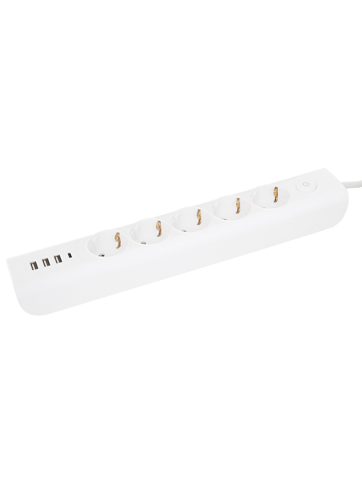 MODERN Удлинитель бытовой с выключателем 2 метра, 5 розеток, 3хUSB-A + USB-C, 16А, белый IEK — фото 1