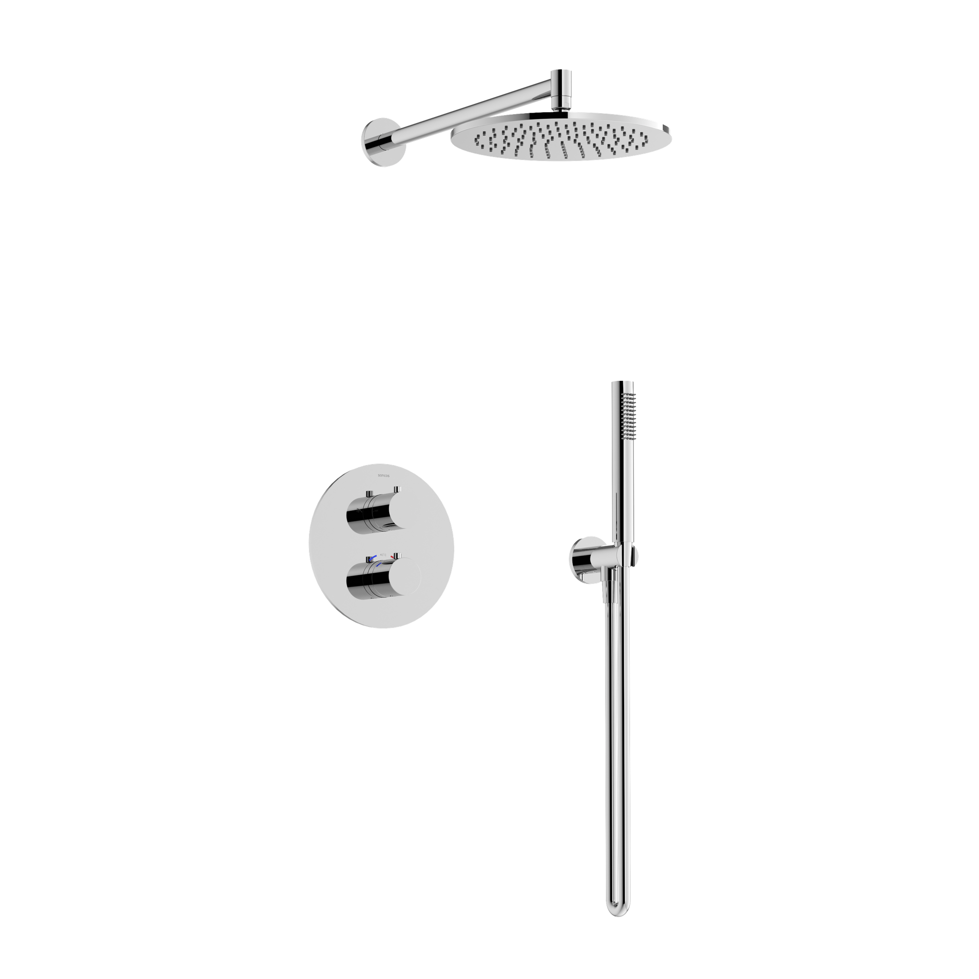 Душевой комплект с термостатом SANCOS Etna, с внутренней частью, хром, арт. SC9010CH