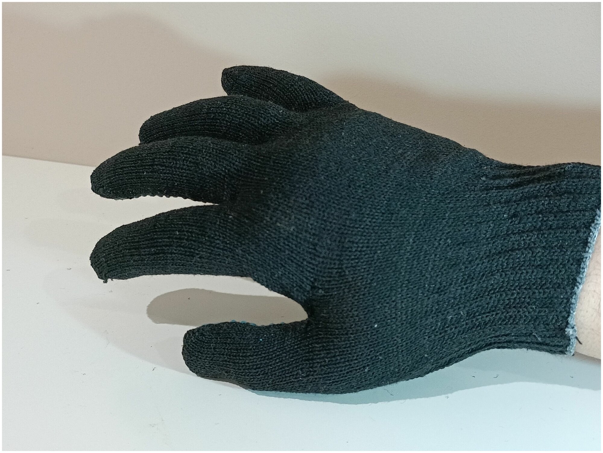 Перчатки (gloves) ХБ 10кл. 4 нитки с ПВХ покрытием черные (10 пар) / PPE-006 - фотография № 4