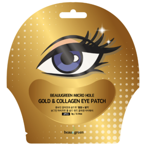 Маска-патч для глаз, Micro Hole Gold & Collagen Eye Patch, BeauuGreen, 8809389035458