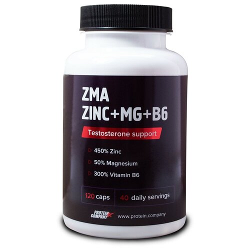 фото Zma+ zn+mg+b6. бустер тестостерона, зма, цинк /магний /в6, 40 порций, 120 капсул. по 776 мг protein.company