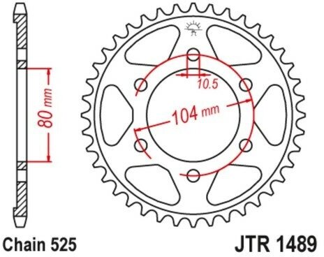 Звезда ведомая (задняя) JTR1489.43 JT 525
