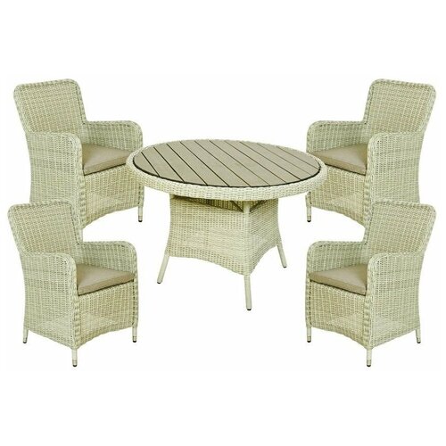 Садовая мебель из искусственного ротанга беркшир (4 кресла и столик), серо-оливковая, Kaemingk 840199/840212