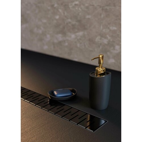 Душевой дренажный канал MCH CH950MC 95 см. c решеткой MEDIUM с боковым сливом D 40 (черный матовый) сухой+гидрозатвор