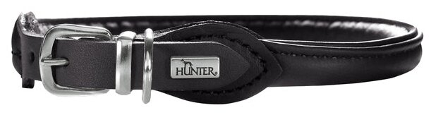 Hunter ошейник кожаный Round&Soft Elk 24 - 27 см., Черный