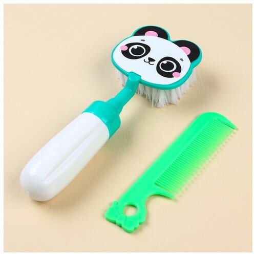 lubby набор расчёска и щётка Набор расчёсок «Панда», 2 предмета: расчёска с зубчиками + щётка