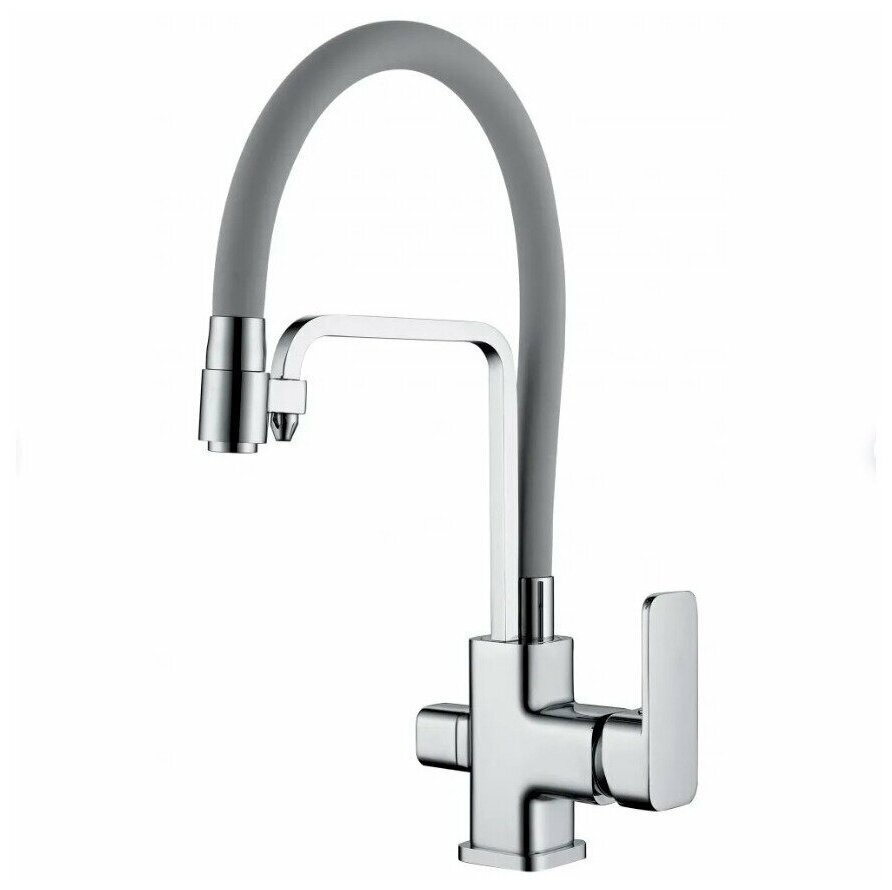 Ganzer Смеситель для кухни с гибким изливом 2 в 1 Ganzer GZ12026H серый/хром