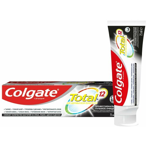 Colgate Паста зубная Total 12 Профессиональная, Глубокое очищение, 75 мл , 2 шт.