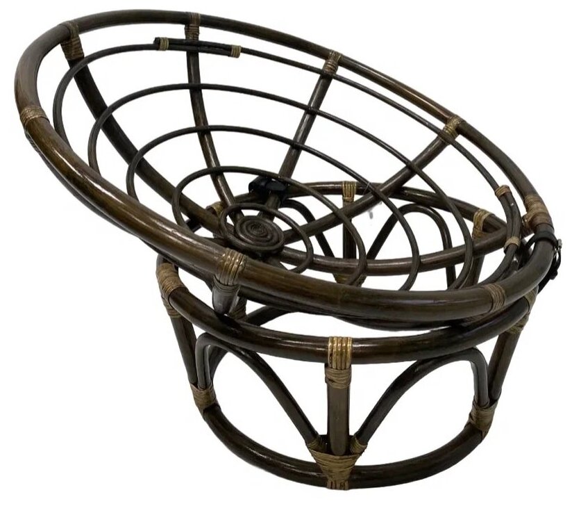 Кресло Папасан из натурального ротанга 23/01Е, диаметр 85 см, с подушкой, цвет темно-коричневый