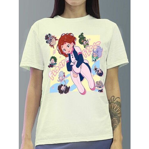 фото Футболка женская белая молочный оттенок из хлопка с dtf рисунком аниме my hero academia - 919 будь на стиле