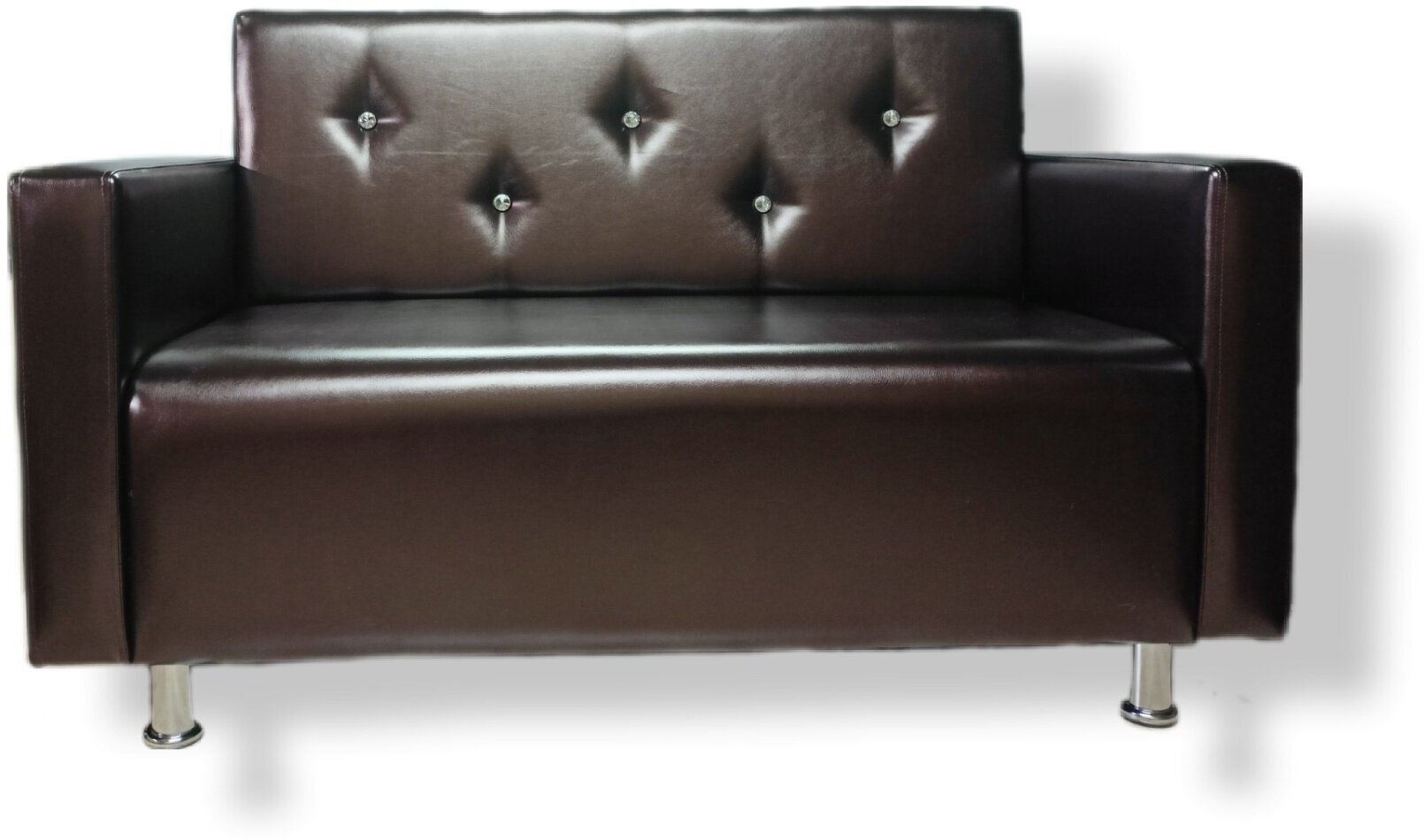 фото Диван "Бистро3" прямой, не раскладной,145*65см, темно-коричневый перламутровый со стразами