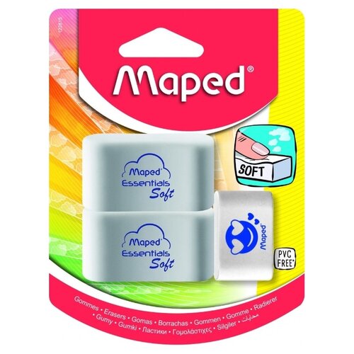 фото Maped Набор ластиков Essentials Soft 3 шт белый