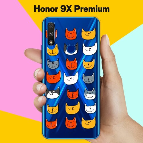 Силиконовый чехол Узор из котов на Honor 9X Premium силиконовый чехол узор из корги на honor 9x premium