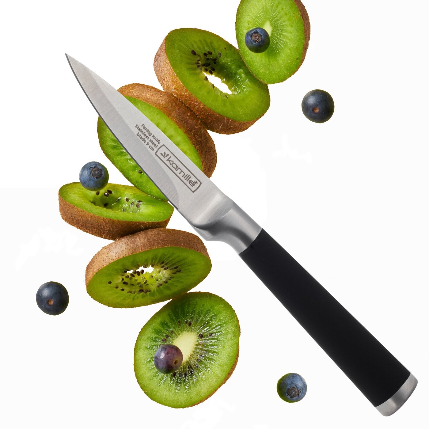 Нож кухонный для чистки овощей из нержавеющей стали Kamille КМ-5194 (лезвие 9 см, рукоятка 11,5 см)