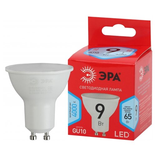 фото Лампа светодиодная эра eco led mr16-9w-840-gu10 (диод, софит, 9вт, нейтр, gu10)