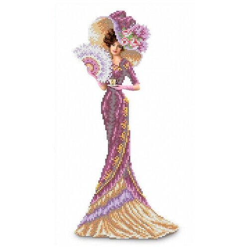 фото Набор дама с кофе бисер 23,7х39 каролинка кблн(ч) 3013