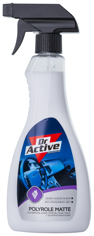 Матовый полироль Dr Active "Polyrole Matte" для кожи дерева и пластика виноград 500 мл