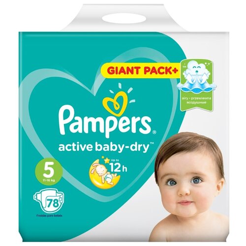 фото Pampers подгузники Active Baby-Dry 5 (11-16 кг) 78 шт.