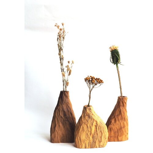 Набор деревянных настольных ваз для сухоцветов