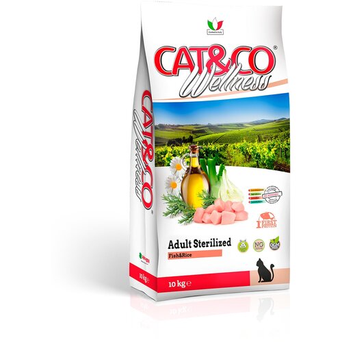 Wellness Cat&Co Adult Sterilized корм для взрослых стерилизованных кошек Рыба и рис, 10 кг.