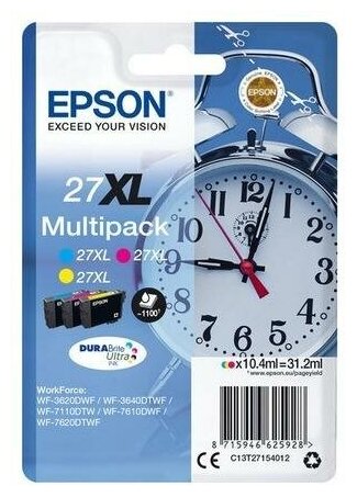 Epson Картриджи комплектом Epson C13T27154022 T27154 синий, пурпурный, желтый 1.1K