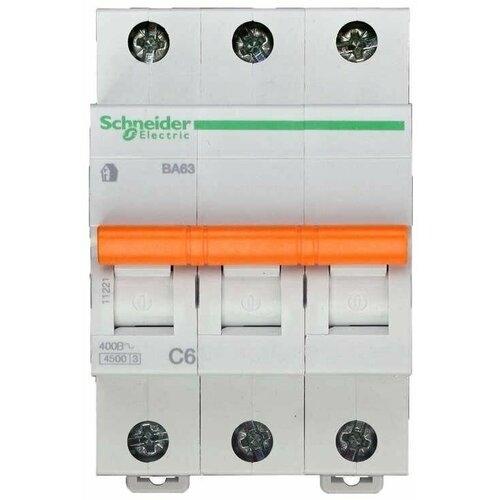 Автоматический выключатель, автомат, ВА63 Домовой 3п C 6А 4.5кА Schneider Electric 11221