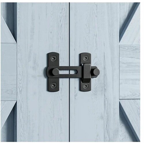 Дверная задвижка-шпингалет для двух амбарных раздвижных дверей Лофт. Амбарный механизм. Прямая