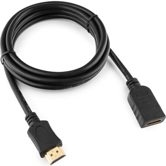 Удлинитель кабеля Cablexpert HDMI , 1.8м, v2.0, 19M/19F, черный, позол. разъемы, экран