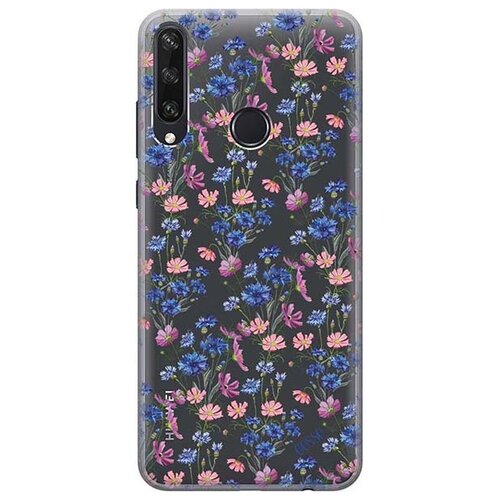 Ультратонкий силиконовый чехол-накладка ClearView 3D для Huawei Y6p с принтом Lovely Cornflowers ультратонкий силиконовый чехол накладка clearview 3d для huawei y6p с принтом grand cat