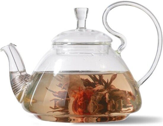Чайник заварочный стеклянный Tima "дикая вишня" 1100мл TP097