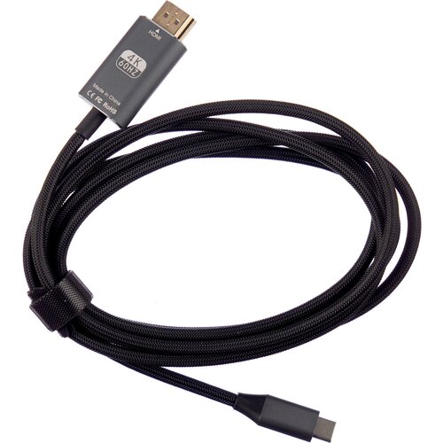 Переходник/адаптер Sellerweb Type-C - HDMI 4K, 1.8 м, 1 шт., черный.. кабель адаптер переходник type c hdmi 4k 3840х2160 30hz 2 метра