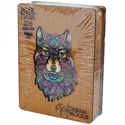 Дер. Пазл фигурный Волк P-009