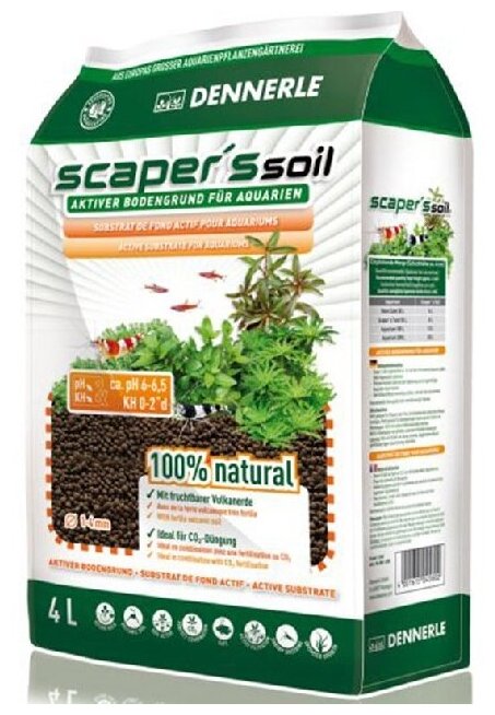 Dennerle Scaper‘s Soil - Питательный грунт для растительных аквариумов, зерно 1-4 мм, 4 л