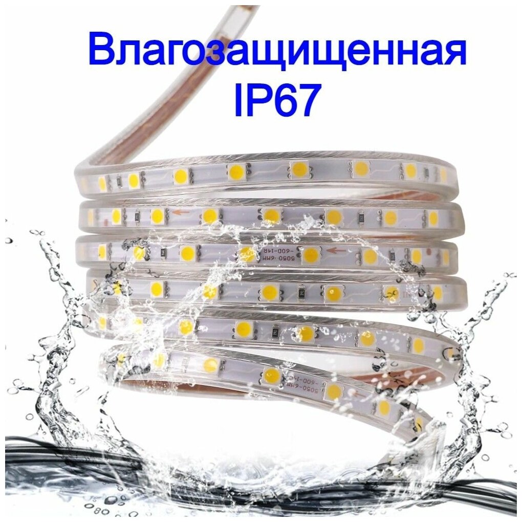 Уличная светодиодная лента, готовый комплект 20м. 220в, мощность 9,6 вт/м,( 120 светодиодов на метр)6500К(холодный белый) морозостойкая, - фотография № 12