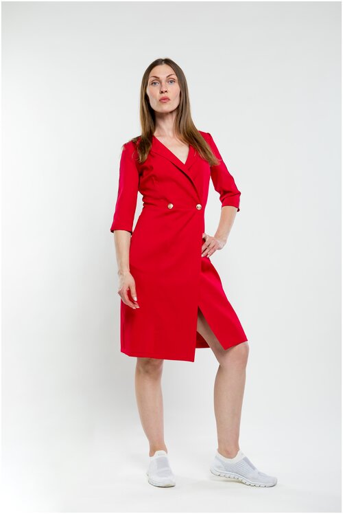 Платье в классическом стиле, размер 44, красный
