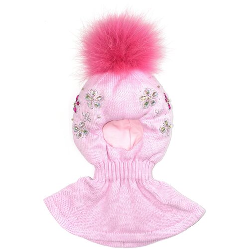 фото Шапка-шлем artel для девочек зимняя, шерсть, размер 48, розовый