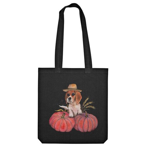 Сумка шоппер Us Basic, черный детская футболка бигль собака тыква огород фермер хэллоуин 104 темно розовый