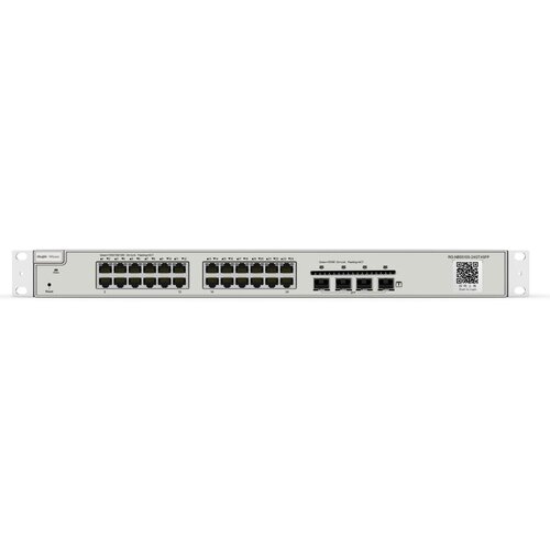 Reyee 24-Port Gigabit L2+ Managed Switch, 24 Gigabit RJ45 Ports, 4 SFP Ports,19-inch Rack-mountable Steel Case, Static Routing