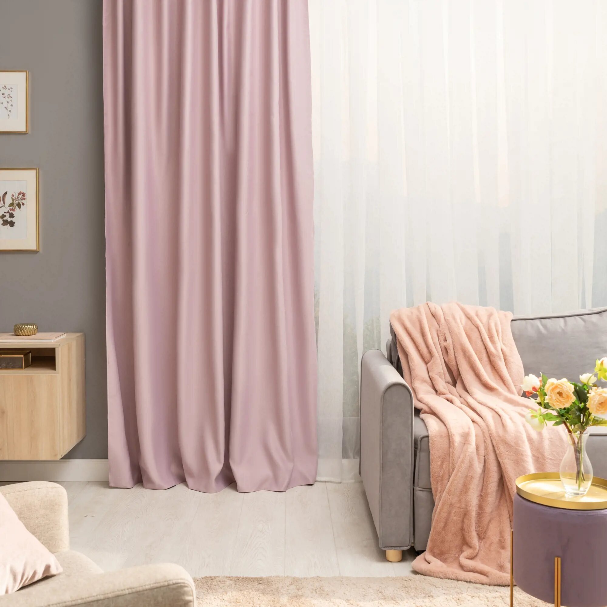 фото Штора на ленте со скрытыми петлями блэкаут Inspire Alycia 200x280 см цвет розовый Olga 5