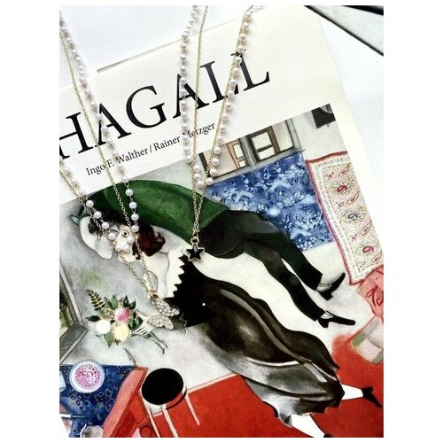 Бусы с жемчужными бусинами звезда черная