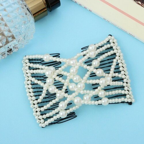 Зажим для волос Жемчужная сетка крупная бусина белый 499₽